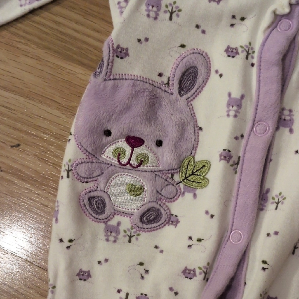 2 Cute Kids Footies - Purple and Yellow Animal Prints - Picture 4 of 13